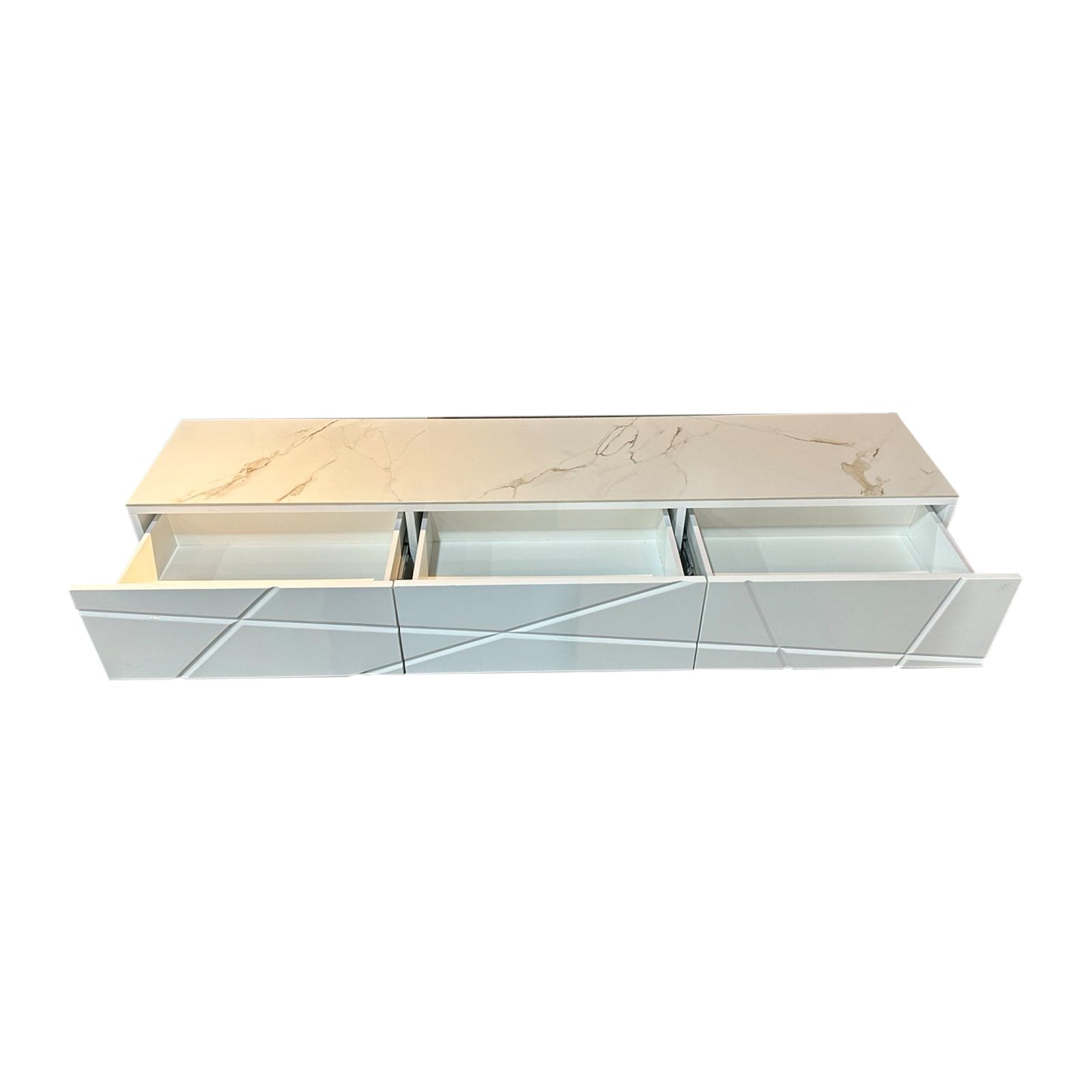 TV Cabinet MDF Glossy Storage Drawers Metal Base Entertainment Unit V43-TVC-AMLA