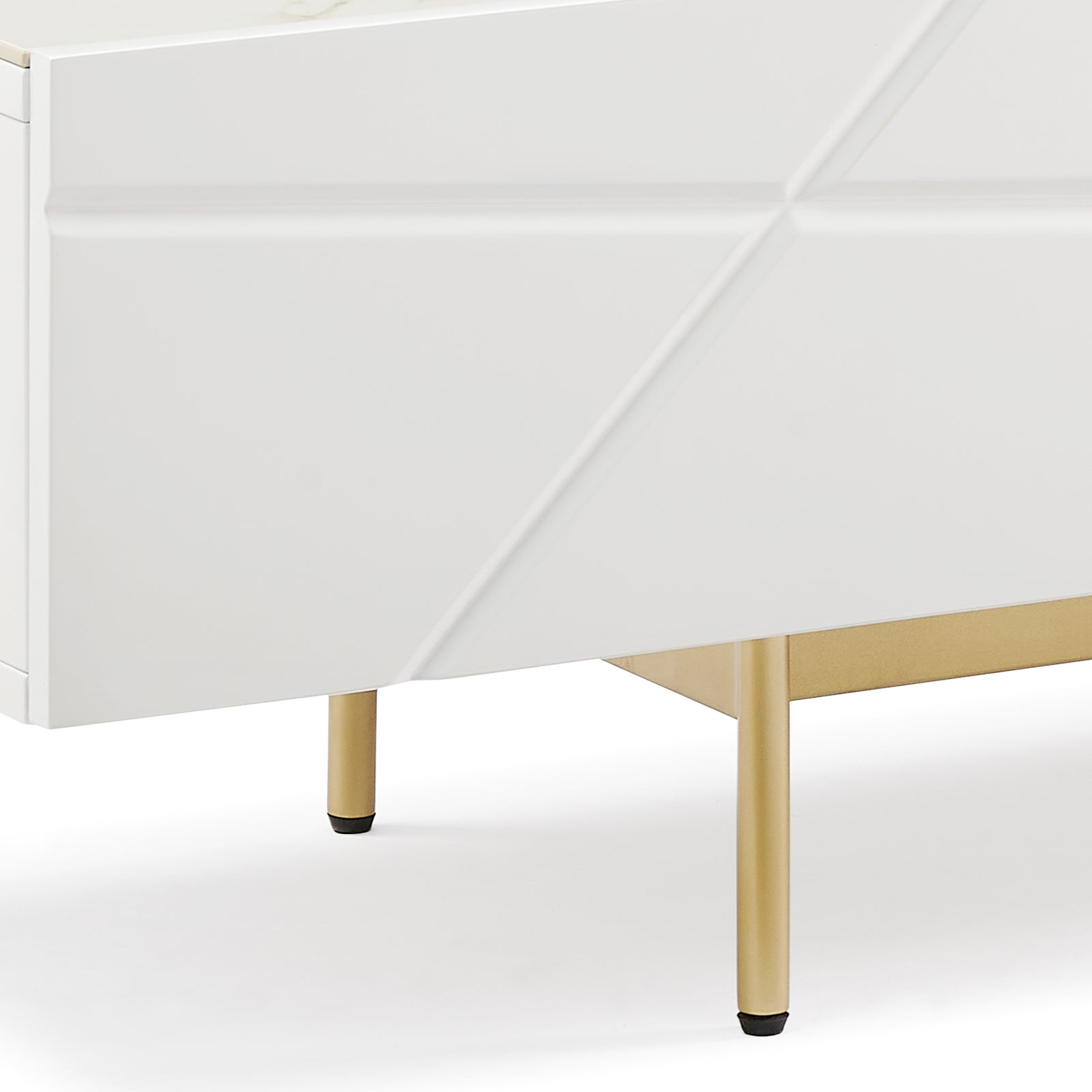 TV Cabinet MDF Glossy Storage Drawers Metal Base Entertainment Unit V43-TVC-AMLA