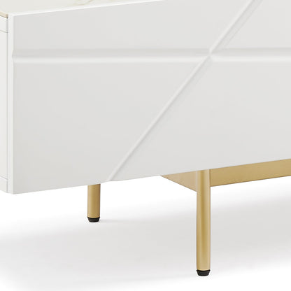 TV Cabinet MDF Glossy Storage Drawers Metal Base Entertainment Unit V43-TVC-AMLA