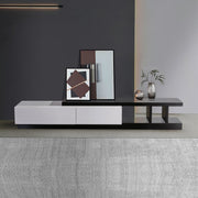 TV Cabinet with 2 Storage Drawers With High Glossy Assembled Entertainment Unit in Black & White colour