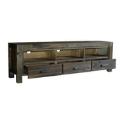 TV Cabinet with 3 Storage Drawers with Shelf Solid Acacia Wooden Frame Entertainment Unit in Chocolate Colour V43-TVC-NOW-CH