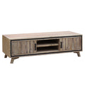 TV Cabinet with 2 Storage Drawers Cabinet Solid Acacia Wooden Entertainment Unit in Sliver Bruch Colour V43-TVC-SSH