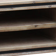 TV Cabinet with 2 Storage Drawers Cabinet Solid Acacia Wooden Entertainment Unit in Sliver Bruch Colour V43-TVC-SSH