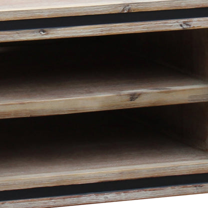 TV Cabinet with 2 Storage Drawers Cabinet Solid Acacia Wooden Entertainment Unit in Sliver Bruch Colour V43-TVC-SSH