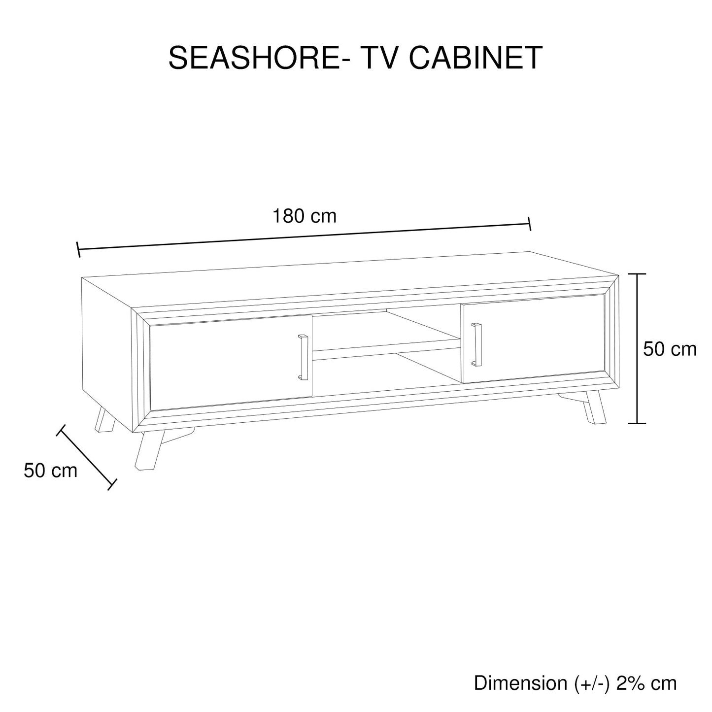TV Cabinet with 2 Storage Drawers Cabinet Solid Acacia Wooden Entertainment Unit in Sliver Bruch Colour V43-TVC-SSH