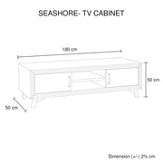 TV Cabinet with 2 Storage Drawers Cabinet Solid Acacia Wooden Entertainment Unit in Sliver Bruch Colour V43-TVC-SSH