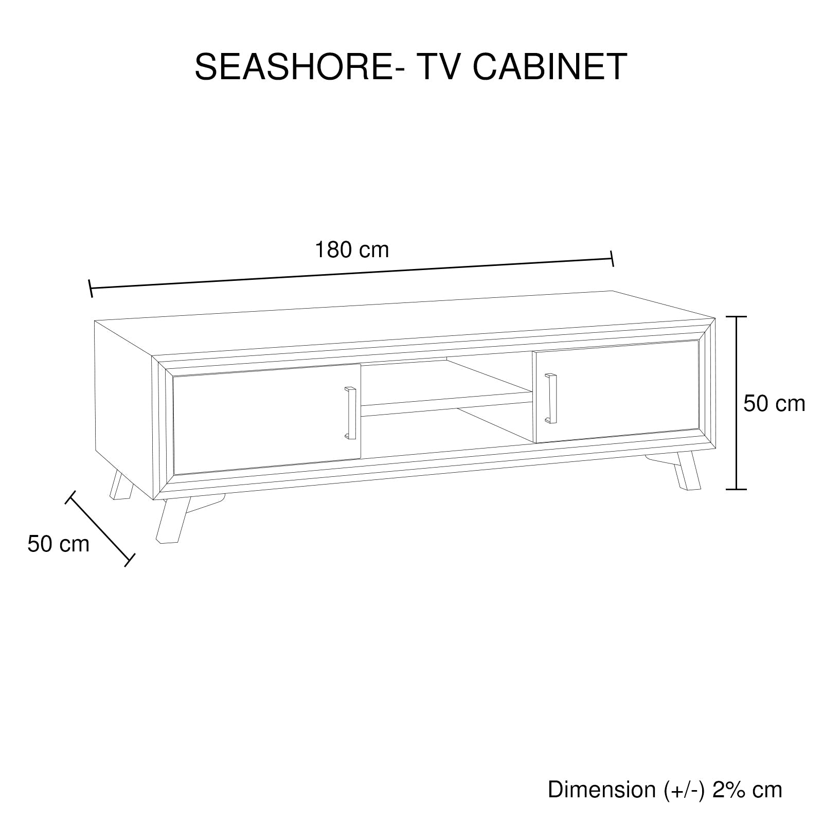 TV Cabinet with 2 Storage Drawers Cabinet Solid Acacia Wooden Entertainment Unit in Sliver Bruch Colour V43-TVC-SSH