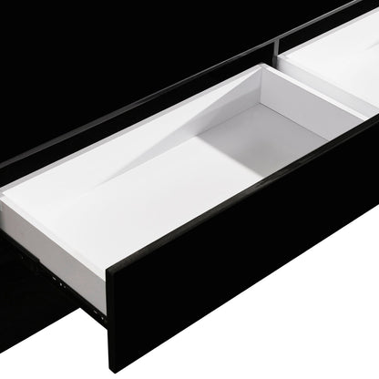 TV Cabinet with 3 Storage Drawers With High Glossy Assembled Entertainment Unit in Black colour V43-TVC-SUP-BL