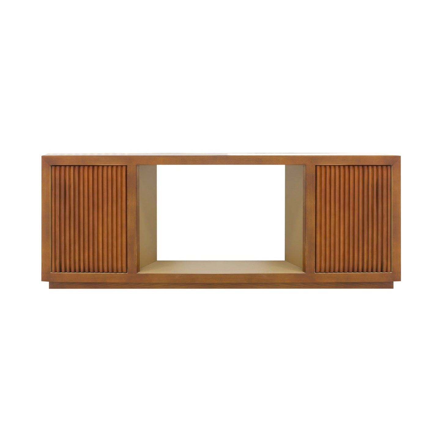 TV Cabinet MDF Brown Colour Two Sideboards Open Space V43-TVC-TOBY