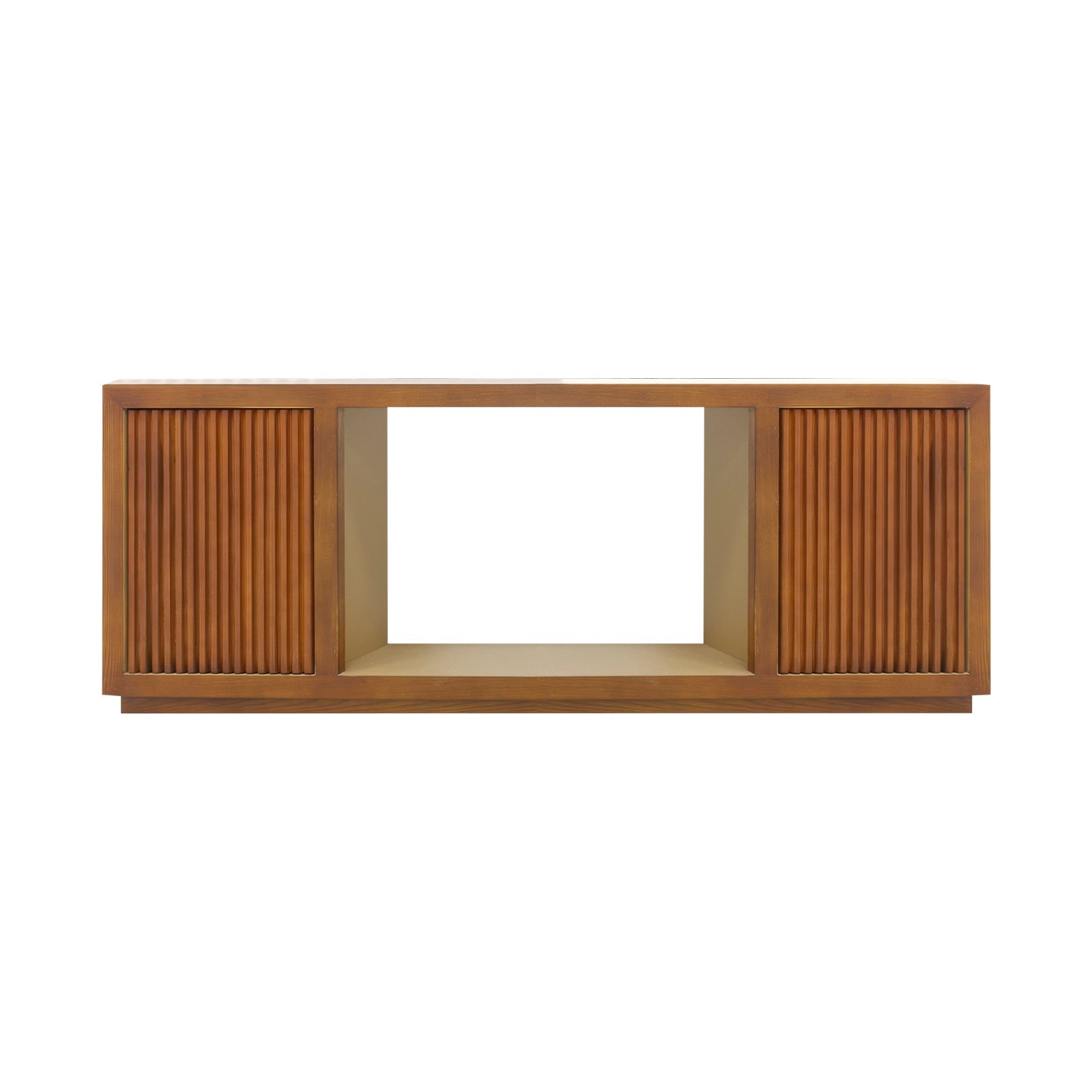 TV Cabinet MDF Brown Colour Two Sideboards Open Space V43-TVC-TOBY