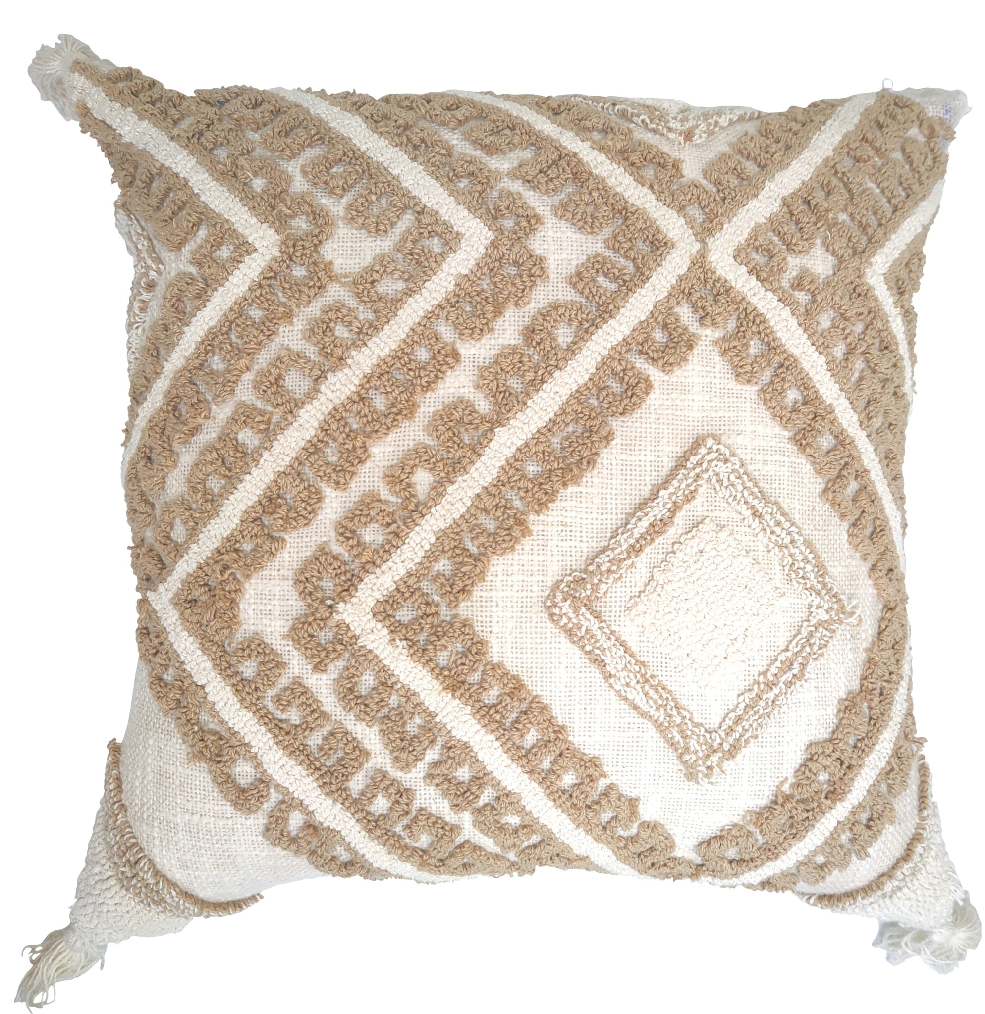 Cream cushion on beige with tufted diamond design 45x45cm V430-KZ-166