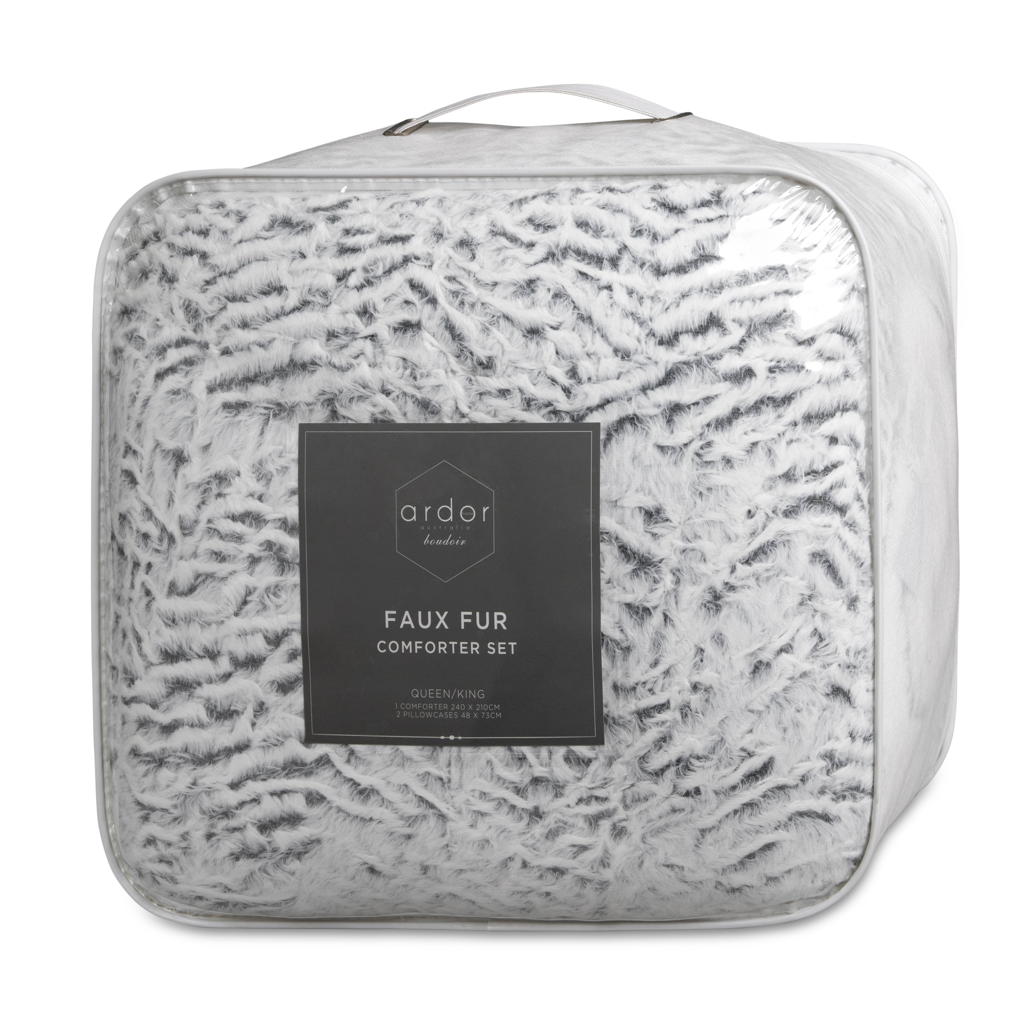 Faux Fur SHERPA 3PCE COMFORTER SET - QUEEN/KING V441-CS4545SILQB/KB