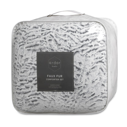 Faux Fur SHERPA 3PCE COMFORTER SET - QUEEN/KING V441-CS4545SILQB/KB