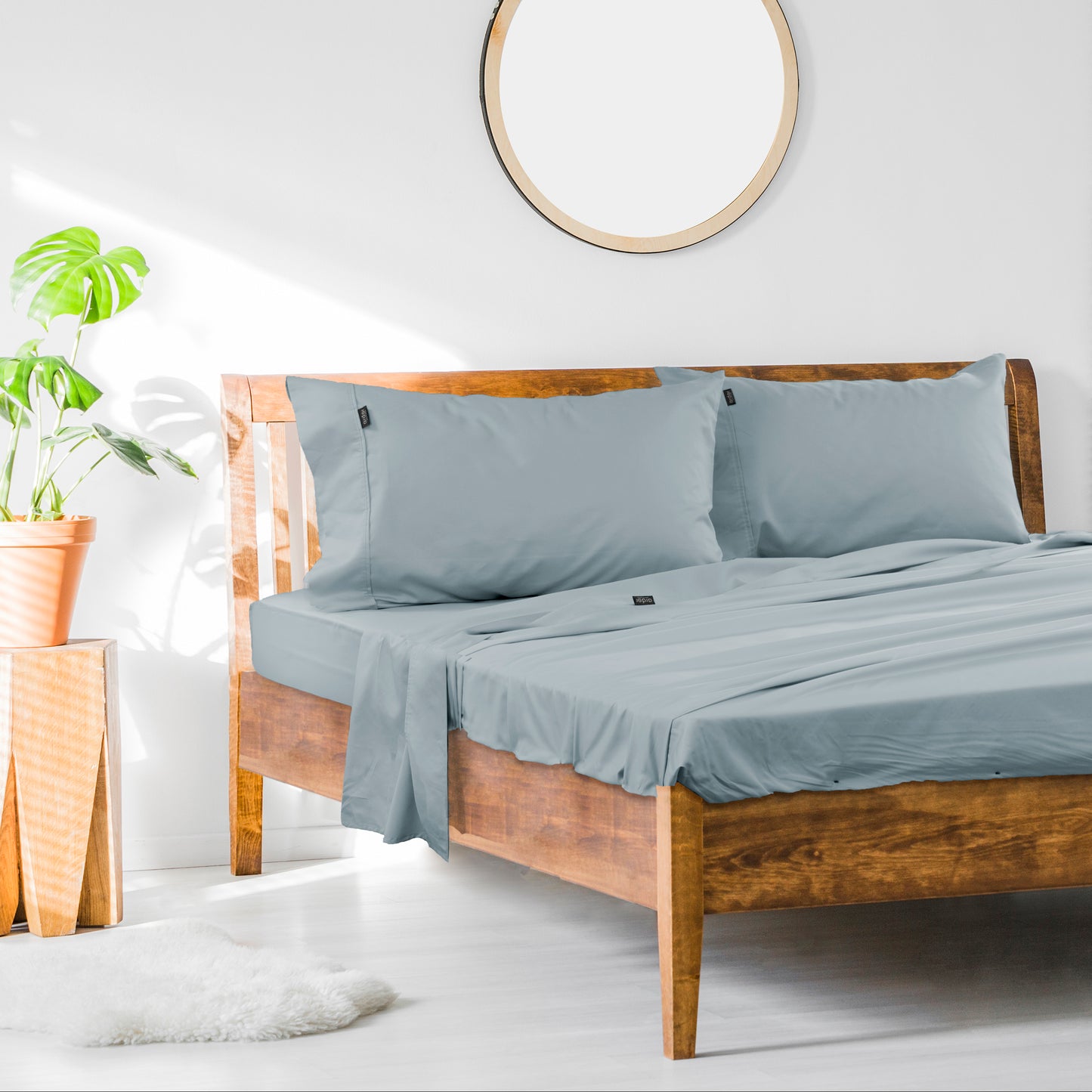 1000TC Cotton Rich SHEET SET - KING SINGLE V441-SS4056BLUKS