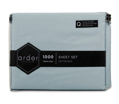 1000TC Cotton Rich SHEET SET - KING SINGLE V441-SS4056BLUKS