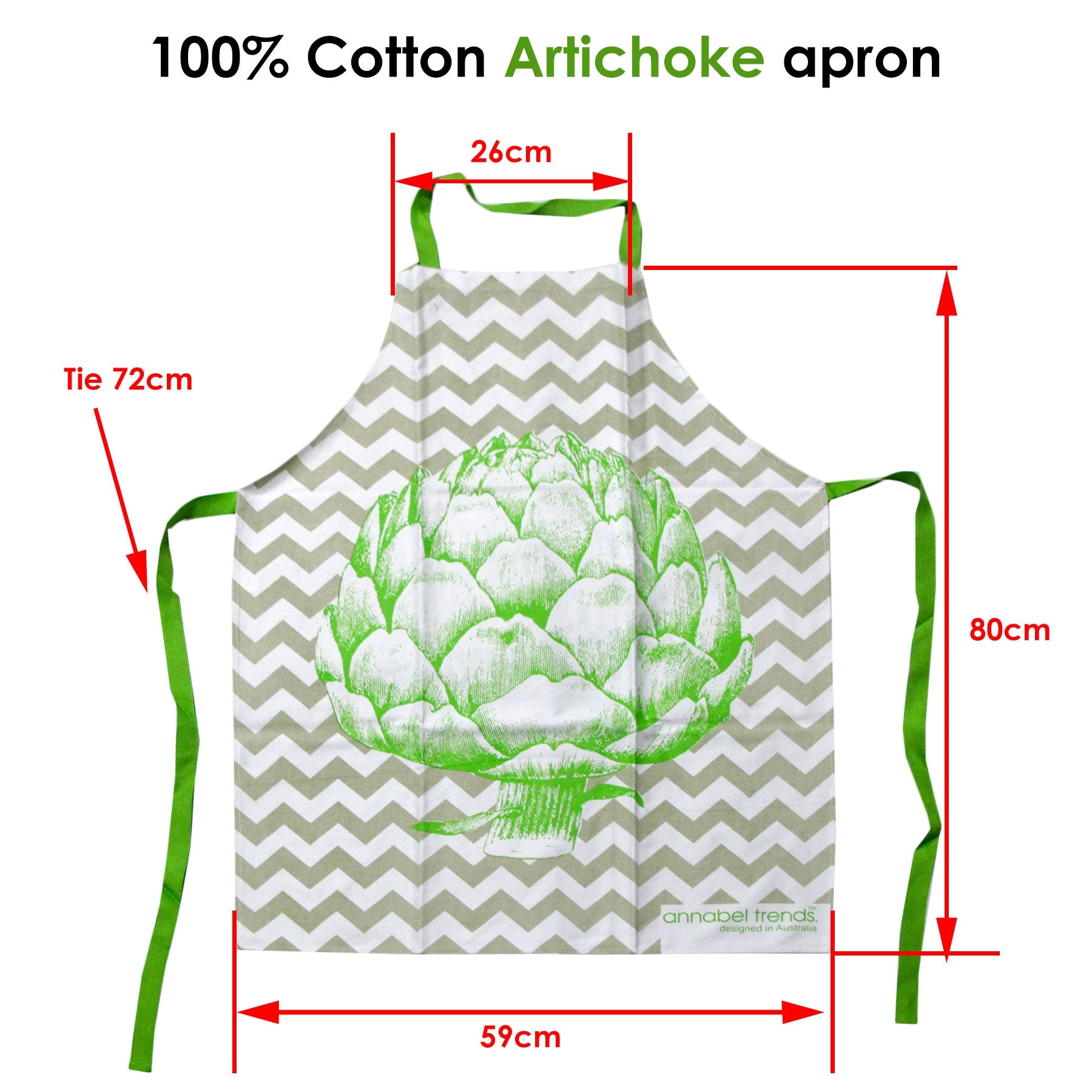 Artichoke 100% Cotton Apron 59 x 80cm V442-ABR-APRON-ARTICHOKE-GREEN-SH