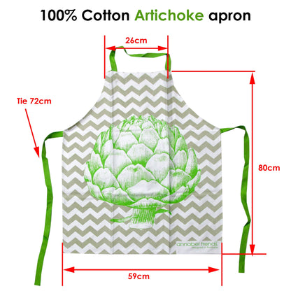 Artichoke 100% Cotton Apron 59 x 80cm V442-ABR-APRON-ARTICHOKE-GREEN-SH
