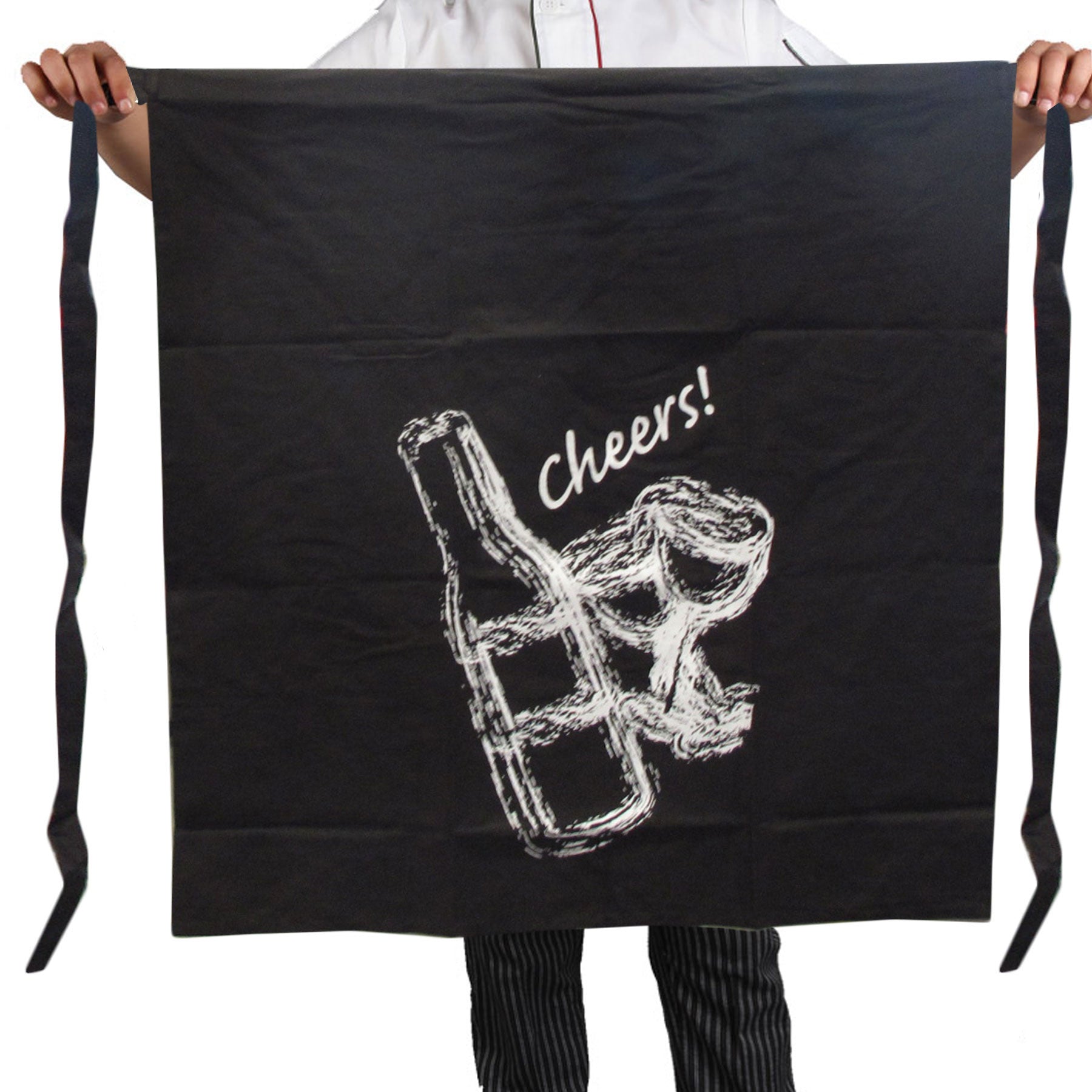 100% Cotton Master Chef Half Apron Heavy Duty Cheers V442-ABR-APRON-CHEERS-BLACK-SH