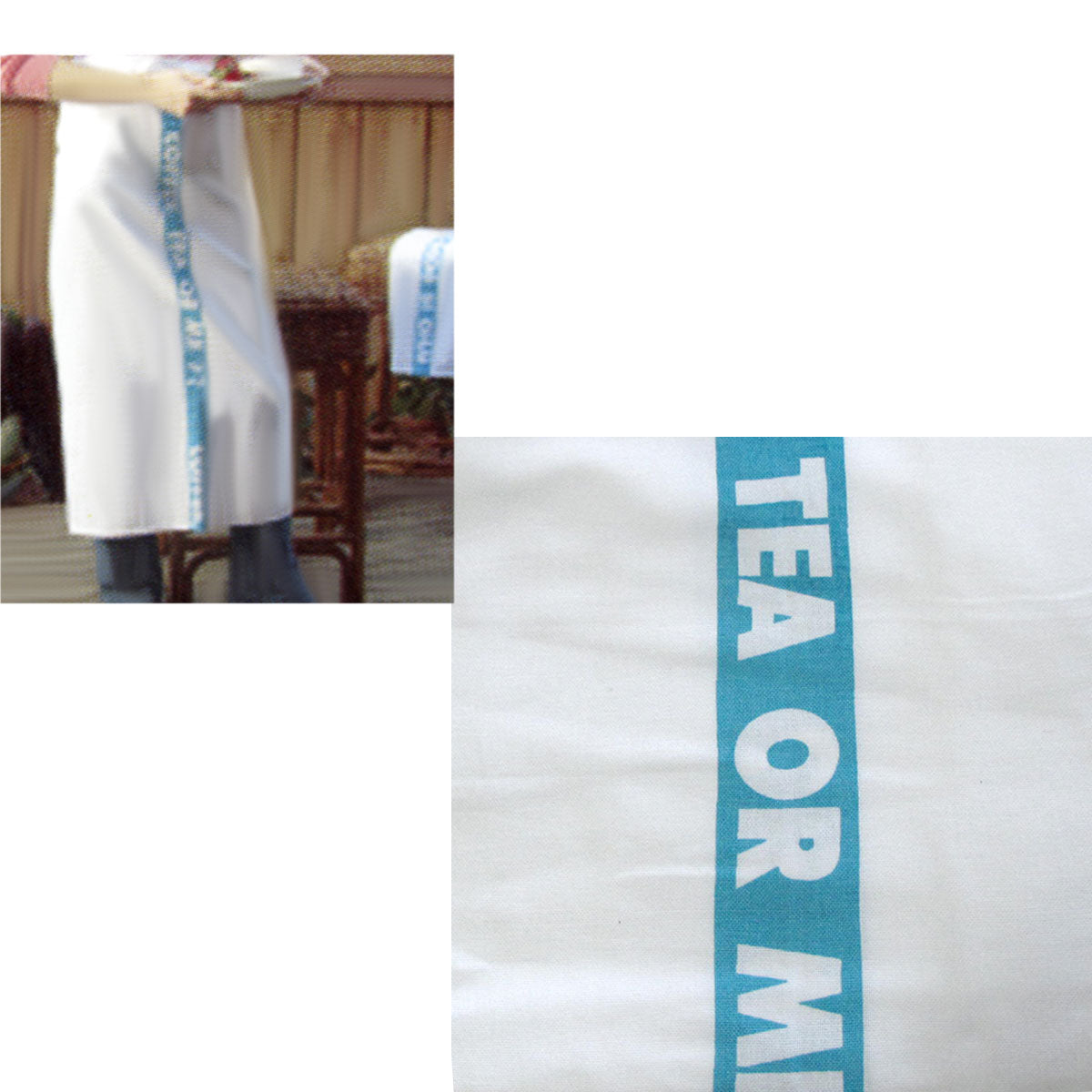 Coffee, Tea or Me Blue White Master Chef Half Cotton Apron 86 x 96 cm V442-ABR-APRON-COFFEETEAME-BLUE-RE