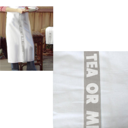 Coffee, Tea or Me Taupe White Master Chef Half Cotton Apron 86 x 96 cm V442-ABR-APRON-COFFEETEAME-TAUPE-RE