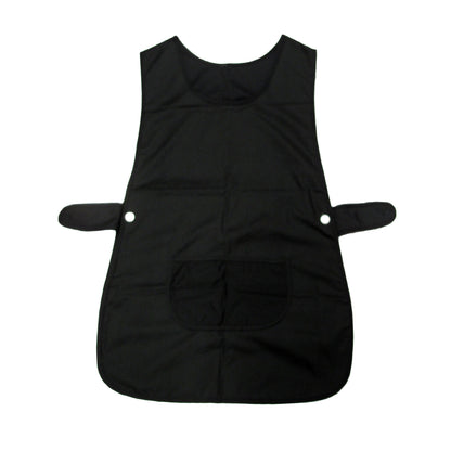 Ladies Women Side Button Tabard Apron 50x80 cm Black V442-ABR-APRON-TABARD-BLACK-SH