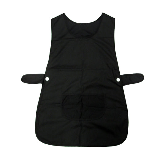Ladies Women Side Button Tabard Apron 50x80 cm Black V442-ABR-APRON-TABARD-BLACK-SH