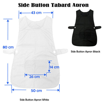 Ladies Women Side Button Tabard Apron 50x80 cm Black V442-ABR-APRON-TABARD-BLACK-SH