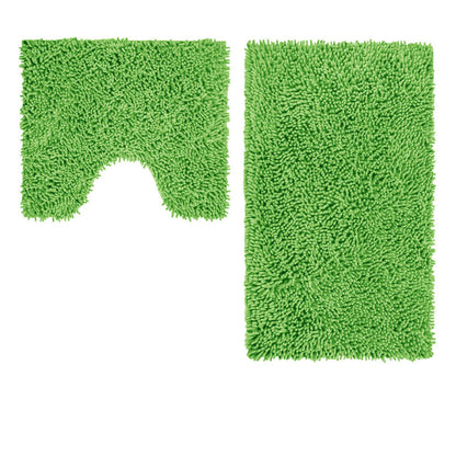 2 Pce Shaggy Toggle 100% Cotton Bath Mat Set Green V442-ABR-BATHM-2PCESHAGGY-GREEN-SH