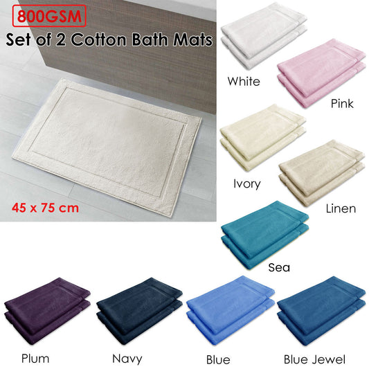 800GSM Set of 2 Cotton Bath Mat Blue V442-ABR-BATHM-SETOF2800GSM-BLUE-RE