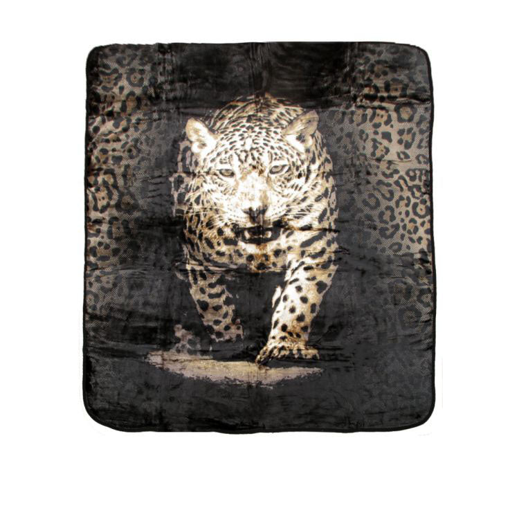 Soft 3D Animal Print Faux Mink Blanket Queen Leopard V442-ABR-BLANKET-3DANIMALLEOPARD-TAUPE-QS