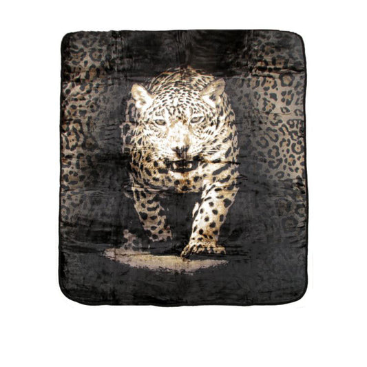 Soft 3D Animal Print Faux Mink Blanket Queen Leopard V442-ABR-BLANKET-3DANIMALLEOPARD-TAUPE-QS