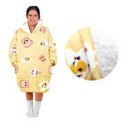 Adult Women Comfy Warm Blanket Hoodie with Sherpa Fleece Reverse Yellow Brekkie Time V442-ABR-BLANKET-ADULTHOODIEBREKKIE-YELLOW-SH