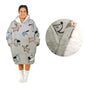 Adult Women Comfy Warm Blanket Hoodie with Sherpa Fleece Reverse Grey Dogs V442-ABR-BLANKET-ADULTHOODIEDOGS-GREY-SH