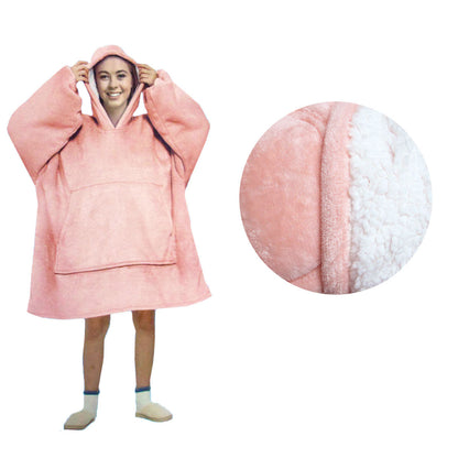 Blanket Hoodie with Sherpa Reverse Plain Coral V442-ABR-BLANKET-ADULTHOODIEPLAIN-CORAL-SH