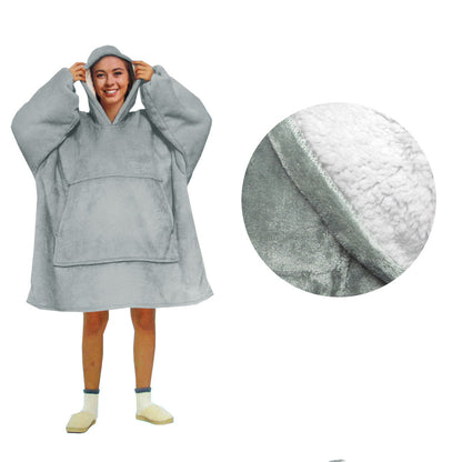 Blanket Hoodie with Sherpa Reverse Plain Silver V442-ABR-BLANKET-ADULTHOODIEPLAIN-SILVER-SH