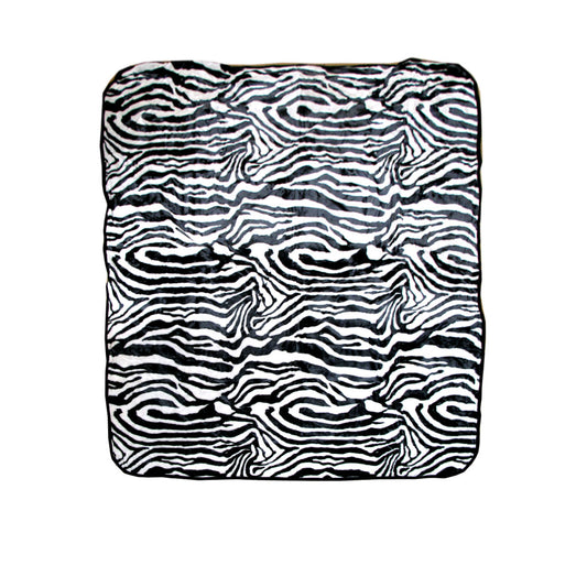 Animal Skin Pattern Faux Mink Blanket Queen Zebra V442-ABR-BLANKET-ANIMALZEBRA-BLACK-QS