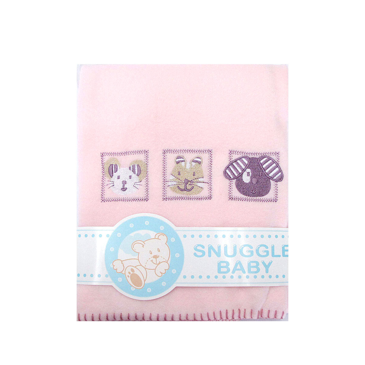 Animal Pink Embroidered Polar Fleece Baby Blanket 80 x 100 cm V442-ABR-BLANKET-BABYANIMAL-PINK-RE