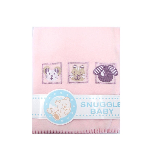 Animal Pink Embroidered Polar Fleece Baby Blanket 80 x 100 cm V442-ABR-BLANKET-BABYANIMAL-PINK-RE
