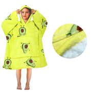 Girls Comfy Warm Blanket Hoodie with Sherpa Fleece Reverse Avocado V442-ABR-BLANKET-GHOODIEAVOCADO-YELLOW-SH