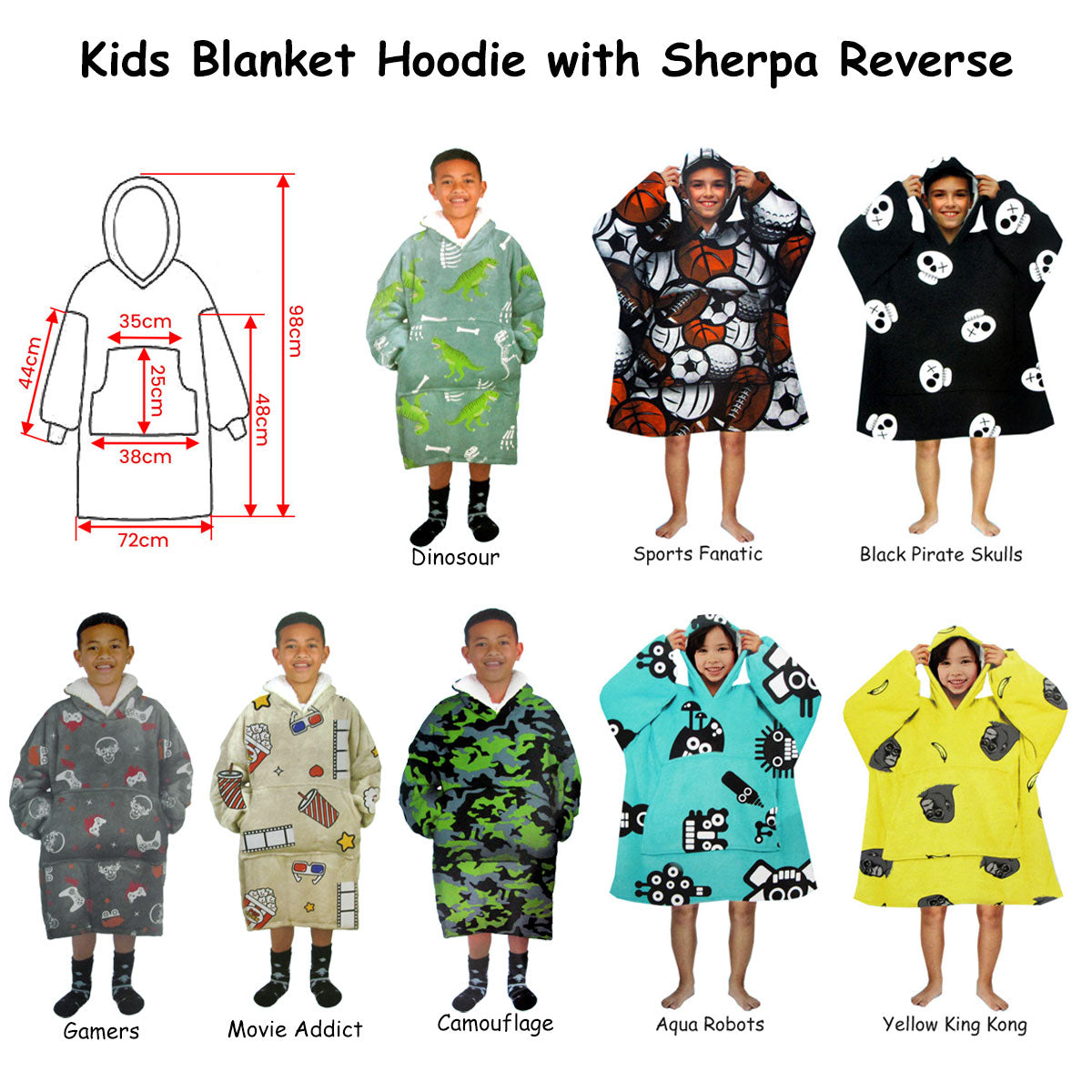 Blanket Hoodie with Sherpa Reverse Green Camouflage V442-ABR-BLANKET-KIDSHOODIECAMOUFLAGE-GREEN-SH
