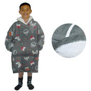 Blanket Hoodie with Sherpa Reverse Grey Gamers V442-ABR-BLANKET-KIDSHOODIEGAMERS-GREY-SH