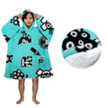 Blanket Hoodie with Sherpa Reverse Aqua Robots V442-ABR-BLANKET-KIDSHOODIEROBOTS-AQUA-SH