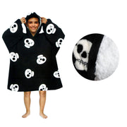 Blanket Hoodie with Sherpa Reverse Black Pirate Skulls V442-ABR-BLANKET-KIDSHOODIESKULLS-BLACK-SH