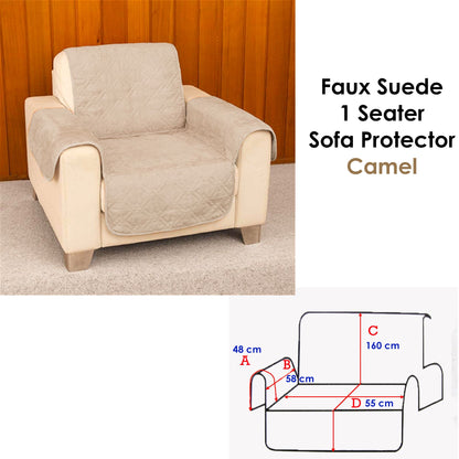 Faux Suede 1 Seater Sofa Protector Camel V442-ABR-COUCHC-PROTECTOR-1SEATER-CAMEL