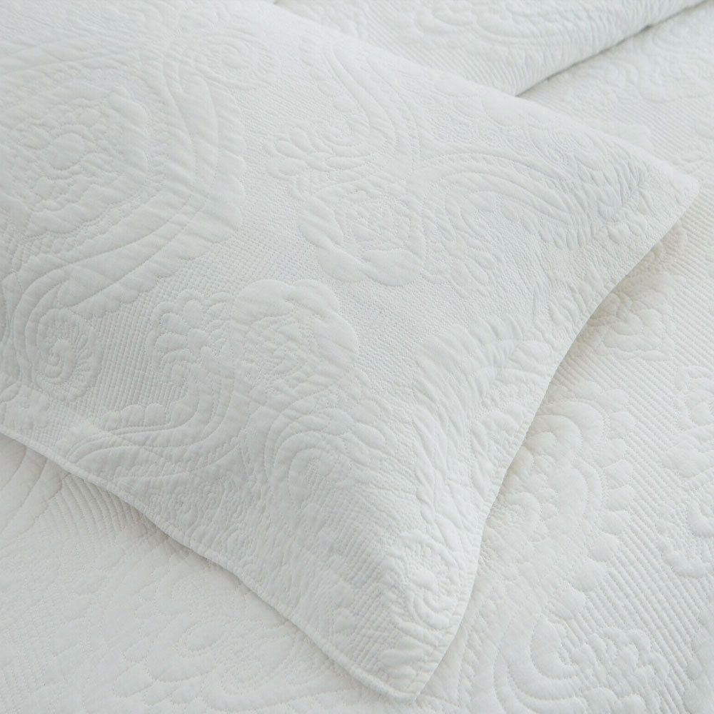 100% Cotton Coverlet Set Damask White Queen V442-ABR-COVERLET-DAMASK-WHITE-QS