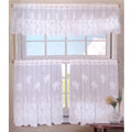 3 Pce Cafe Flora Lace Curtain Set V442-ABR-CURTAIN-3PCEFLORA-WHITE-RE