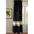 Pair of Embroidered Rod Pocket Curtains 150 x 213cm each Silver Petals V442-ABR-CURTAIN-EMBPETALS-BLACK-RE