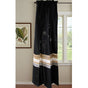 Pair of Embroidered Rod Pocket Curtains 150 x 213cm each Silver Petals V442-ABR-CURTAIN-EMBPETALS-BLACK-RE