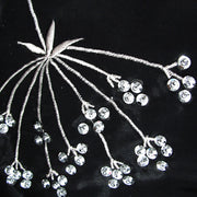 Pair of Embroidered Rod Pocket Curtains 150 x 213cm each Silver Petals V442-ABR-CURTAIN-EMBPETALS-BLACK-RE