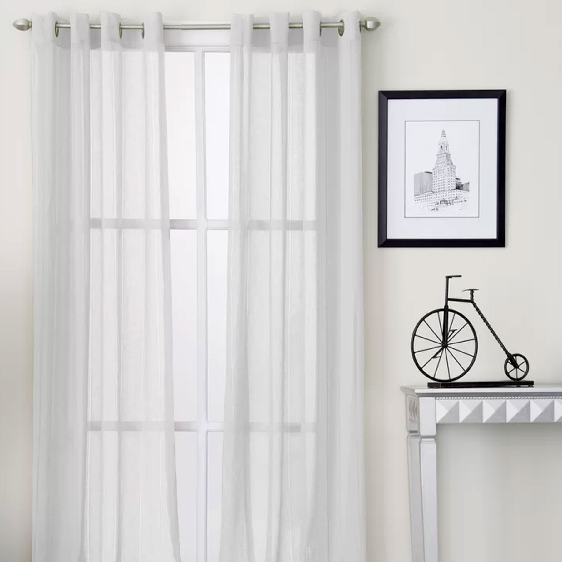 Pair of White Eyelet Sheer Curtains 140 x 225cm V442-ABR-CURTAIN-EYELETSHEER-WHITE-RE